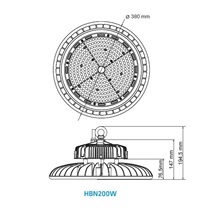 THREELINE HBN200WBF120 200W průmyslové High bay LED osvětlení Normal White ANNA