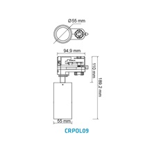 THREELINE CRPOL099438NN APOLO, Svítidlo pro lištový systém, 9W, černé