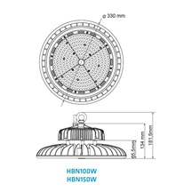 THREELINE HBN150WLBF120-5500K ANNA, 150W, průmyslové LED osvětlení, s konzolí k uchycení, osvit 120°