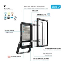THREELINE LIP70WBN12065-4000K LIVERPOOL, Reflektorové svítidlo s optikou, IP65, 70W, osvit 120x65°